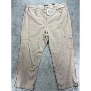 Torrid Feel The Fit Cargo Pants Womens 24R Chateau Tan Cotton Stretch Outdoor